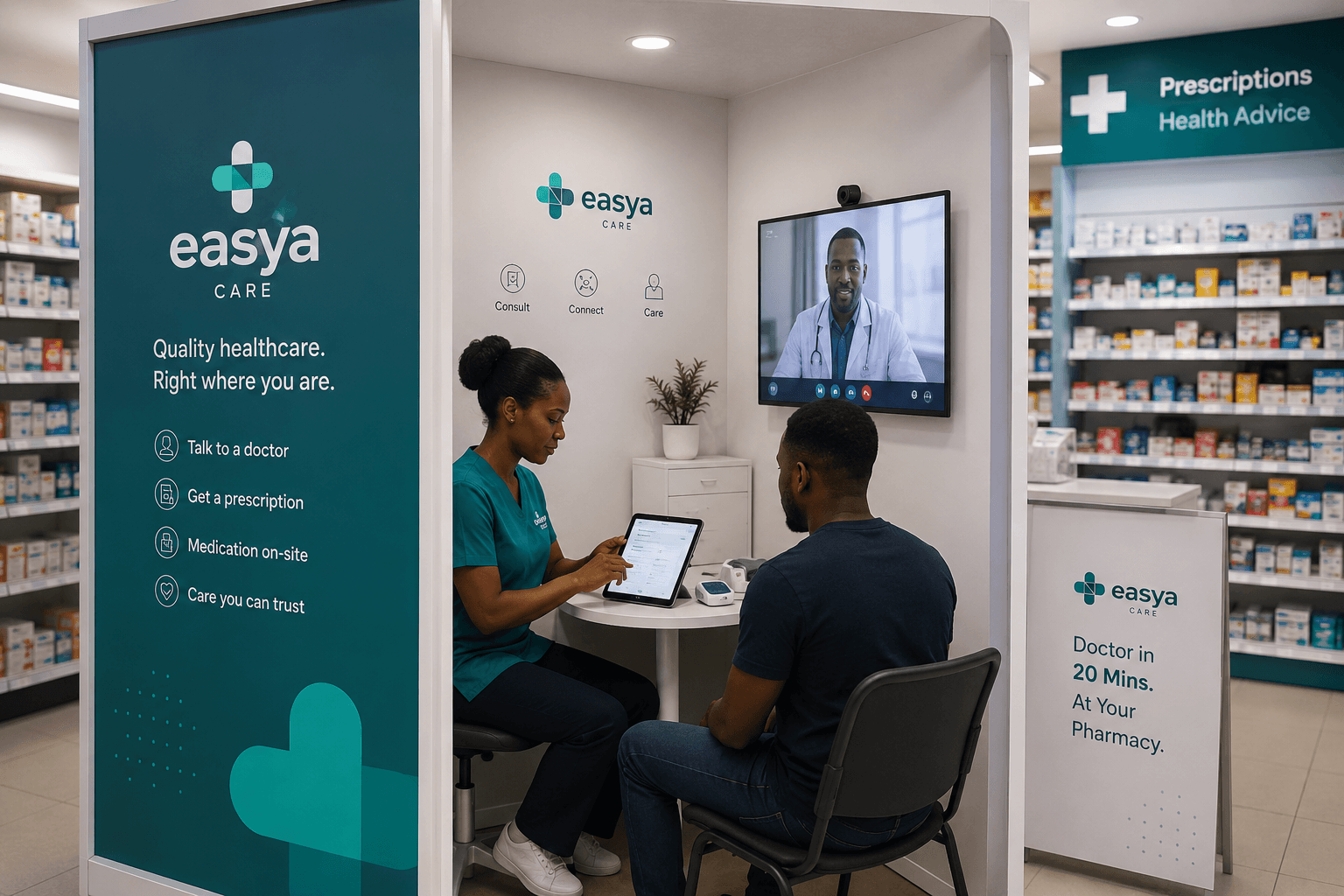 Easya Care Point, community pharmacy where patients see a licensed doctor
